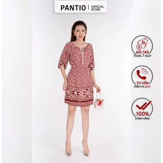 FDP32764 - Đầm dạo phố chất liệu vải lanh dáng suông - PANTIO