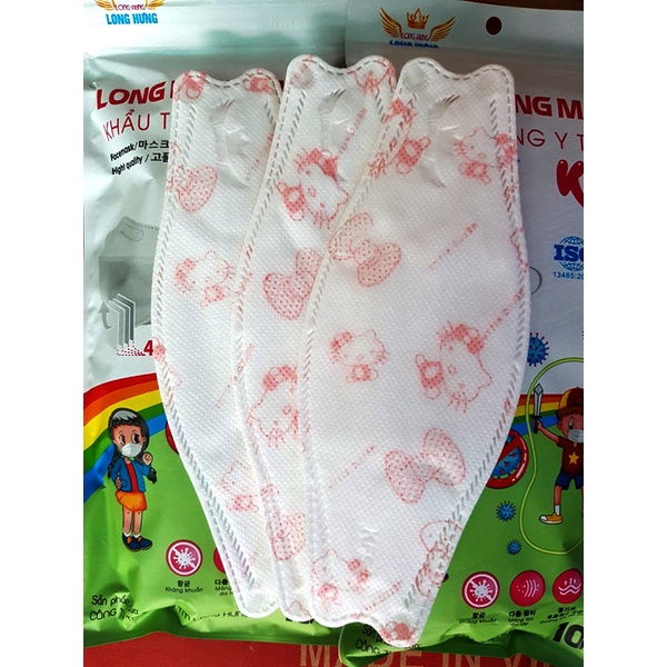 Túi 10 cái Khẩu trang trẻ em từ 4-10 tuổi KF94, 4 lớp kháng khuẩn chống giọt bắn