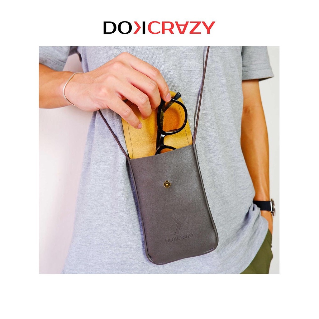 Túi da đựng đồ chống nước có dây đeo DOKCRAZY đa năng đựng kính, điện thoại,thẻ tiện dụng