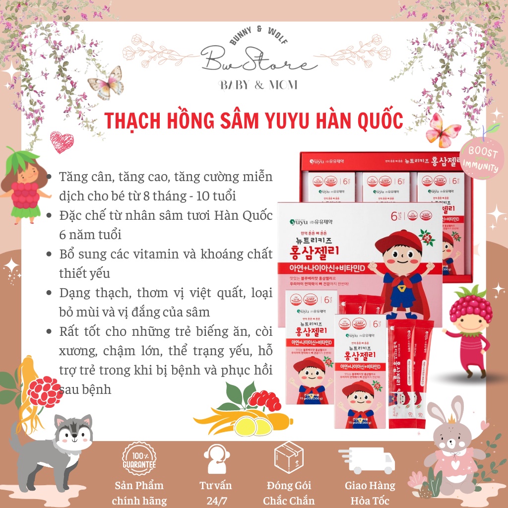 Thạch Hồng Sâm YUYU Nội Địa Hàn cho bé từ 8 tháng - 10 tuổi Hàng Air - BW