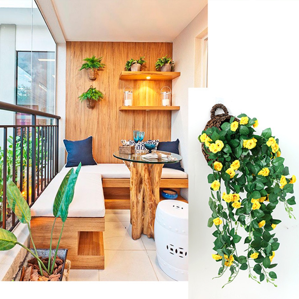 Dây Hoa Hồng Nhân Tạo Treo Tường Trang Trí Nội Thất Mới