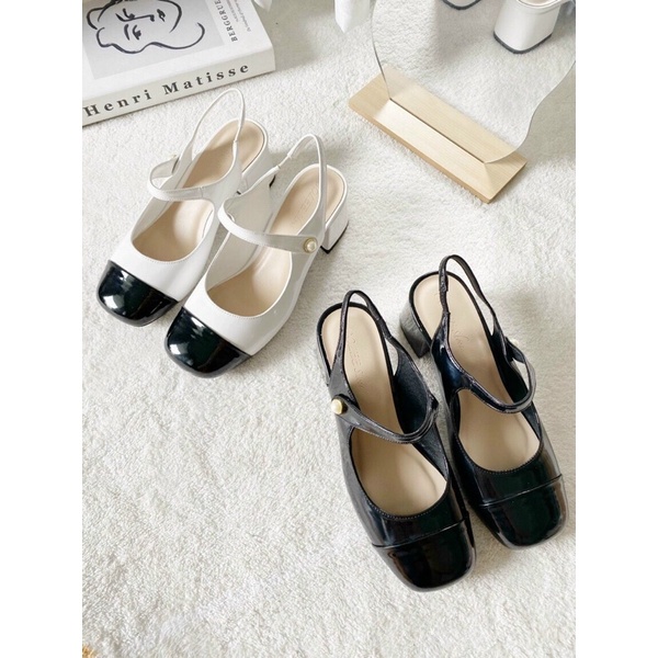 Giày lolita giày cao gót đế vuông da bóng thanh lịch giày mặc áo dài cho học sinh