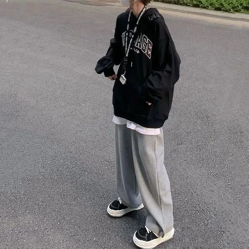 Set áo hoodie và quần ống rộng phong cách Hàn Quốc 2021 thời trang mới trẻ trung dành cho nữ