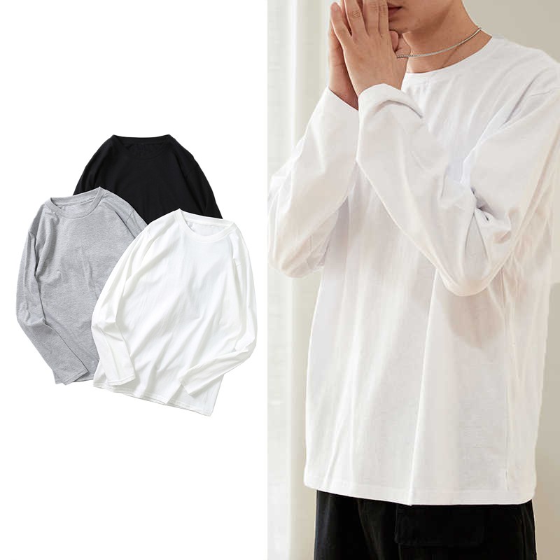 Áo thun dài tay nam unisex. Áo thu đông trơn tay dài cổ tròn basic vải sufa giữ nhiệt ATS01