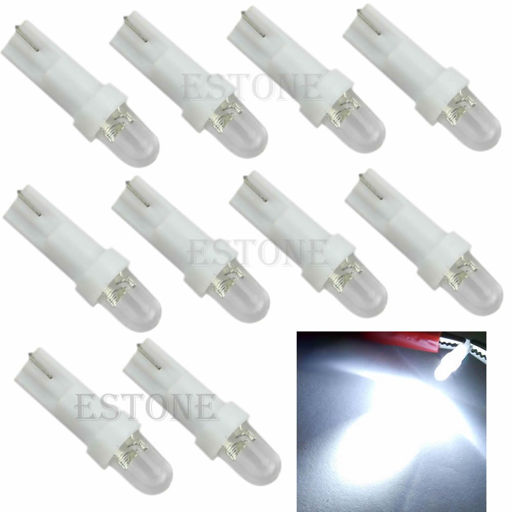 Set 10 Bóng Đèn Led T5 12v Ánh Sáng Trắng Gắn Bảng Đồng Hồ Xe Hơi