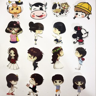 Sticker Cô Gái Chàng Trai Cặp Đôi Cô Dâu Chú Rể Siêu Xinh Siêu Đáng Yêu Cho Túi Đeo Chéo Balo Quần Áo