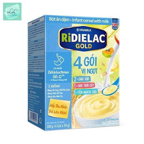 Bột Ăn Dặm Ridielac Gold 3 Vị Ngọt - Hộp Giấy 200G - Lulu Mart