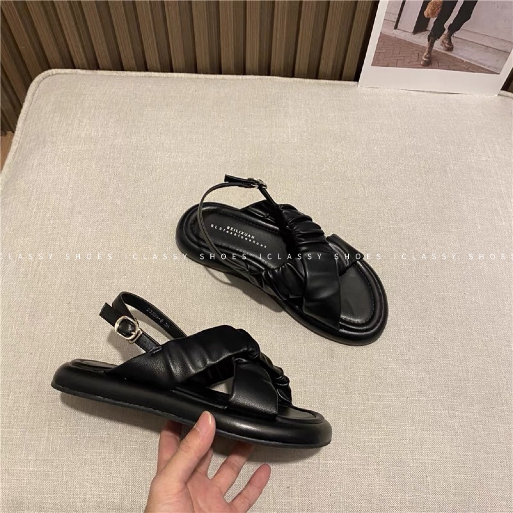Sandal Nữ Quai Hậu Đế Bằng Đan Chéo Đế cao Cấp Hàn Quốc SD-0316-giaydepxinh.dangmi