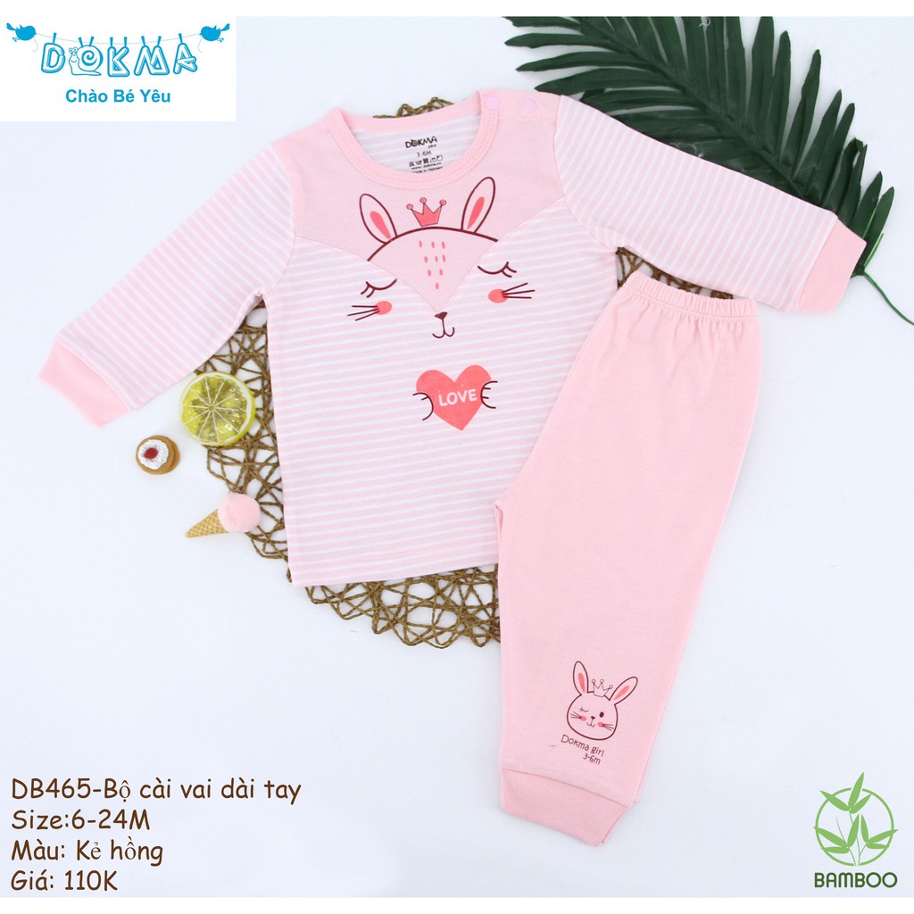 Dokma - Bộ cài vai dài tay Bamboo mỏng mềm mịn (6-18m) DB465