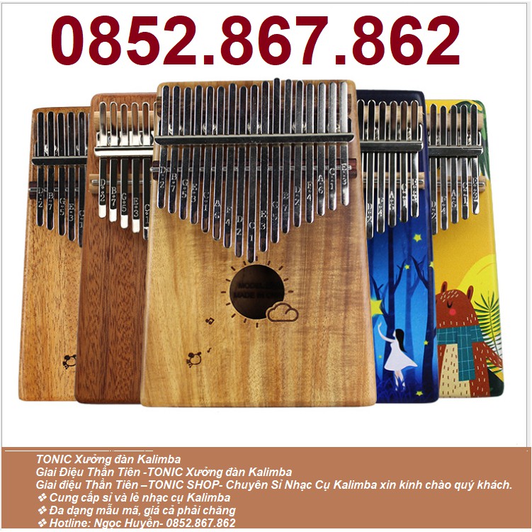 Đàn kalimba 17 phím gỗ nguyên khối Mahagony GECKO000030- Âm vang phím chuẩn