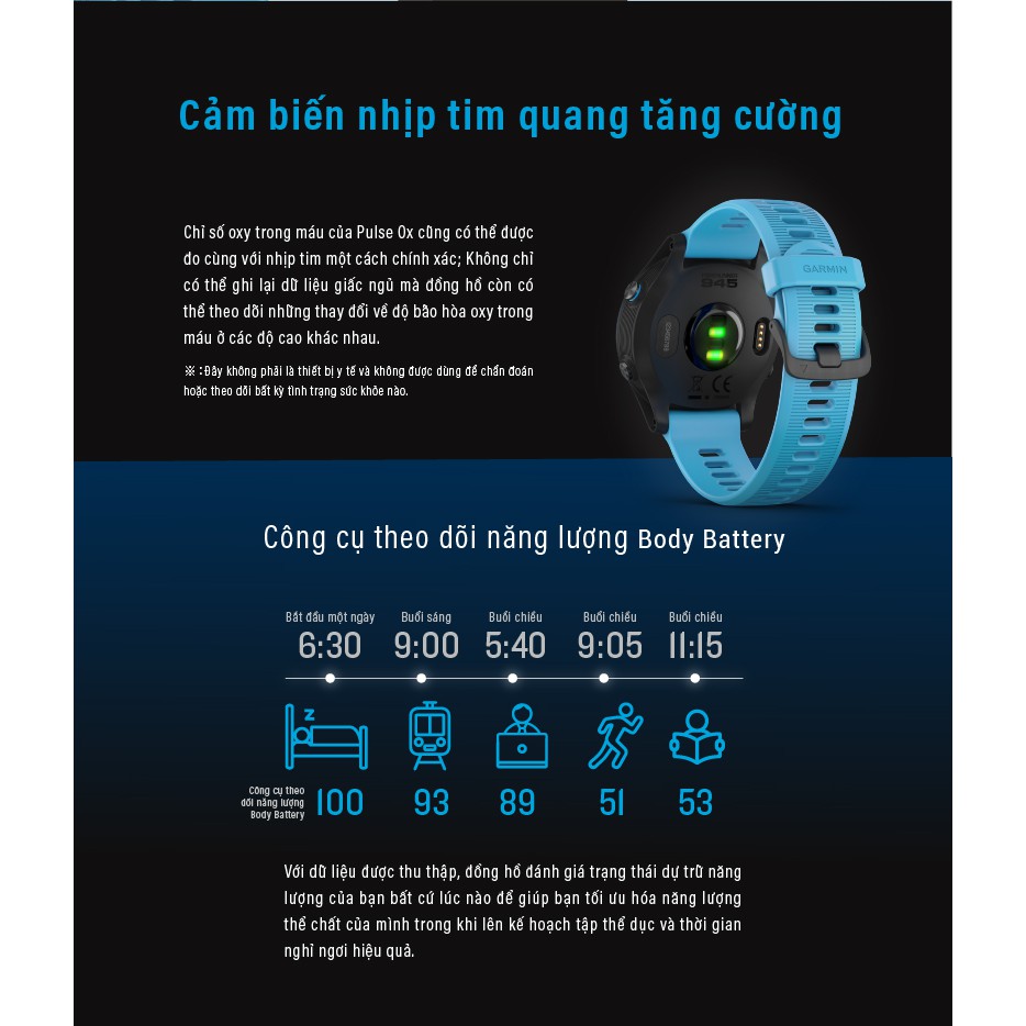 Vòng đeo tay theo dõi sức khỏe Garmin Forerunner 945, GPS, SEA - Hàng Chính Hãng