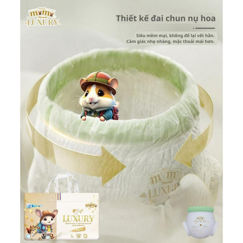 Tả/Bỉm MOMO DIAMOND LUXURY dán/quần NB58/S58/M52/M44/L42/XL40/XXL38/XXXL36/XXXXL34