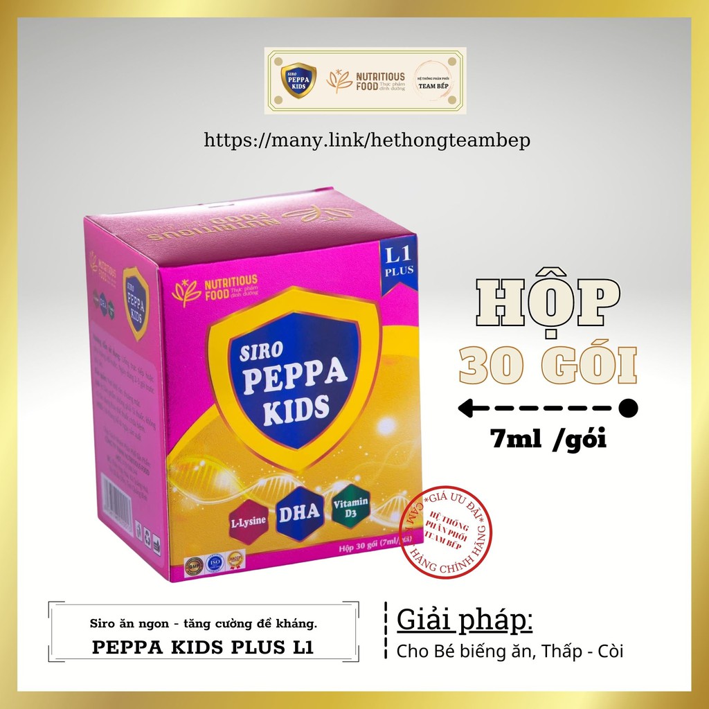 Siro ăn ngon tăng cường đề kháng Peppa Kids Plus L1 bổ sung vitamin cho bé - COMBO 2 HỘP - Mã: BEP012