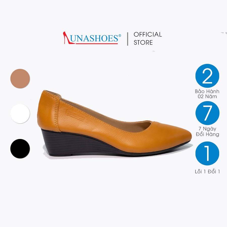 Giày đế xuồng nữ 5p da bò thật mềm LUNASHOES 2512 mũi nhọn đế tpr cao cấp dễ phối đồ giầy trung niên cho mẹ