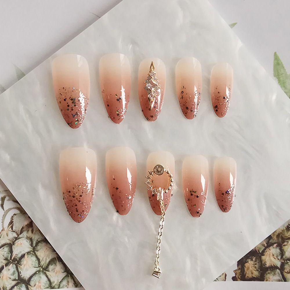 Hộp 24 Móng Tay Giả Đính Đá Lấp Lánh Thời Trang Cho Nữ|Bộ Móng Tay Giả Trang Trí Nghệ Thuật