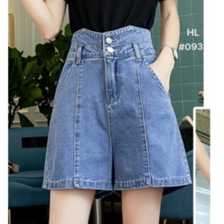 Quần Short Bò Jean Cạp Cao Lưng Ôm Thiết Kế Li Giữa Quần Bò Đùi Chất Bò Co Dãn Dày Mềm Khóa Đồng Xịn Sò