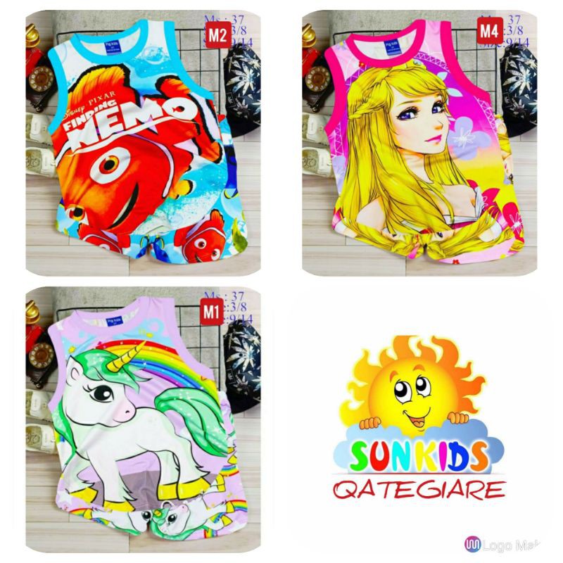 XẢ LẺ SIZE (20kg -38kg) GBN5  đồ bộ sát nách bé gái size đại. Quần áo bé gái chất thun in 3d.