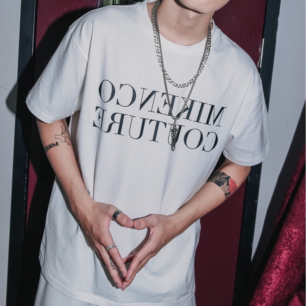 Áo thun tay lỡ unisex Couture chữ ngực MOSSSHOP - Áo phông nam nữ phong cách hàn quốc ulzzang form rộng 65kg