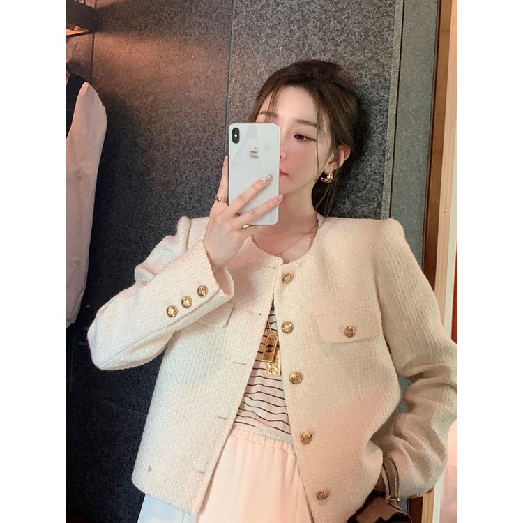 (Hàng Đẹp)Ảnh thật 6 hình cuối-HC652.Áo khoác Tweed xuân thu thời trang Hàn Quốc