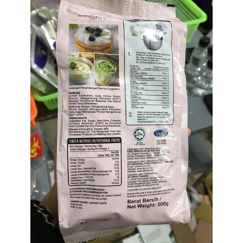 Bột whipping cream gói 500g