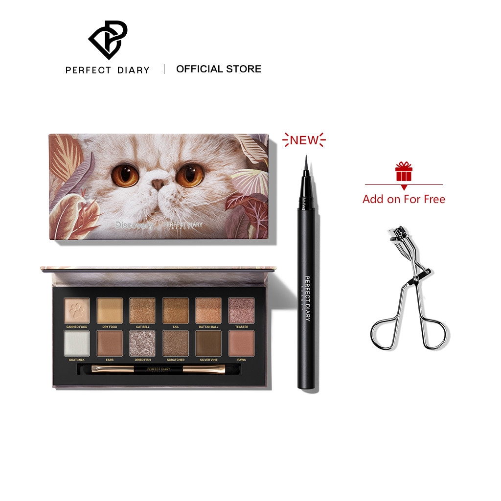 Set phấn mắt 14g + bút kẻ mắt 0.5ml Perfect Diary tiện dụng