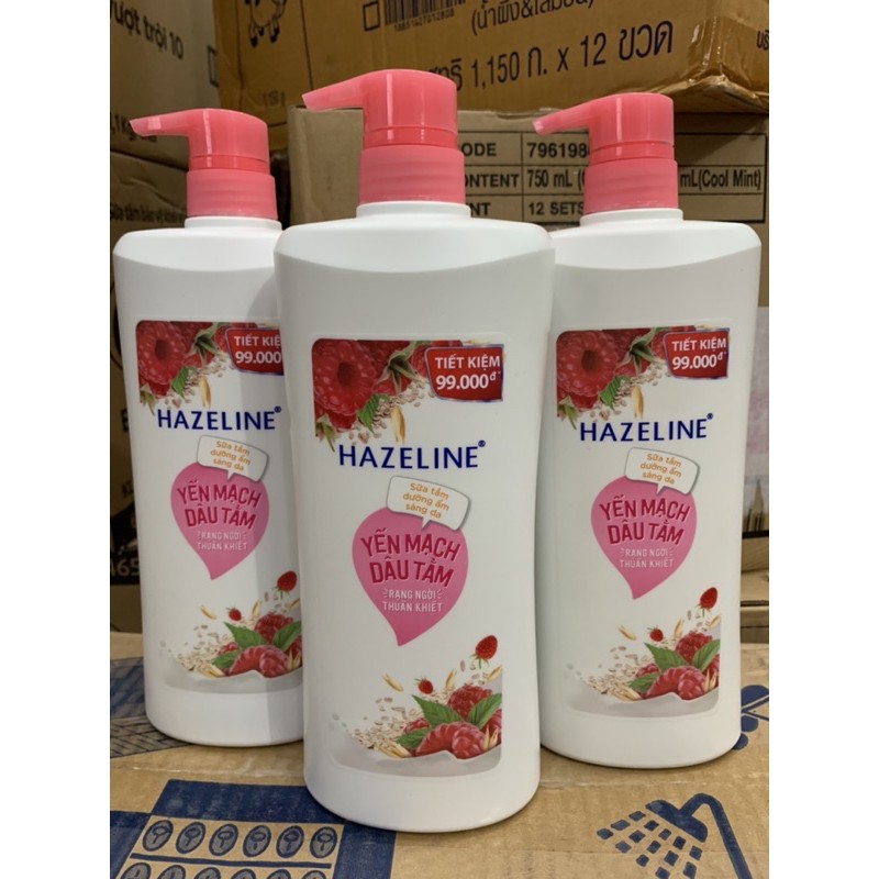 Sữa tắm Hazeline Yến Mạch Dâu Tằm 900g ( mầu hồng )