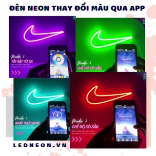 Đèn Led Neon logo Nike Đổi Màu Qua Điện Thoại | Nháy Theo Nhạc | Size 35x15cm | RGB Nhiều Màu |