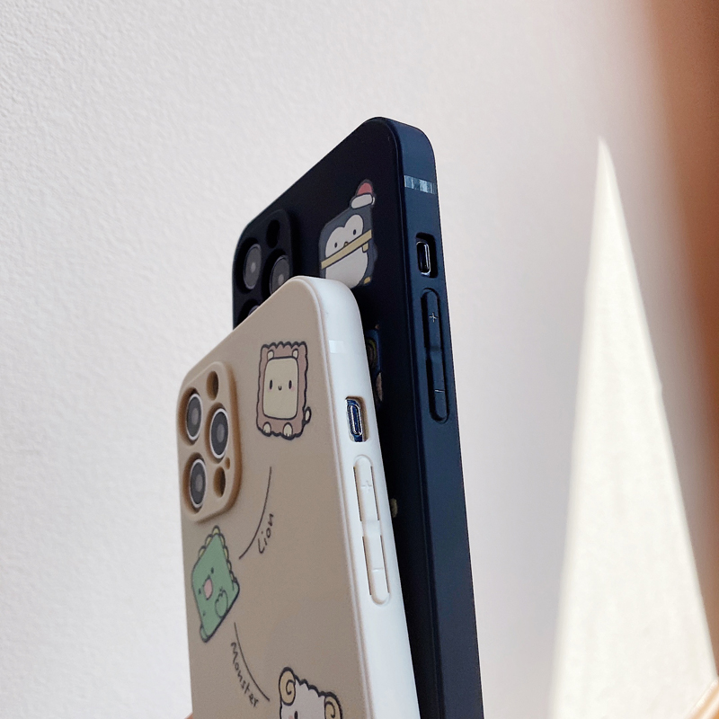 [COOLCASE]iphone 7 8plus 12 11 Pro Max 12 Mini SE 2020 X XS XR XS Max Cartoon Cube Zoo Pattern Silicone Case