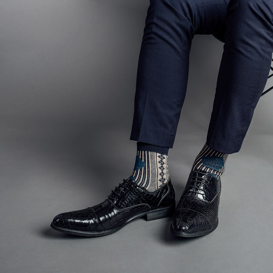 Giày Da Nam LAFORCE Họa Tiết Vân Da Rắn GNLABC001-D Tặng Tất UNIQLO Chính Hãng