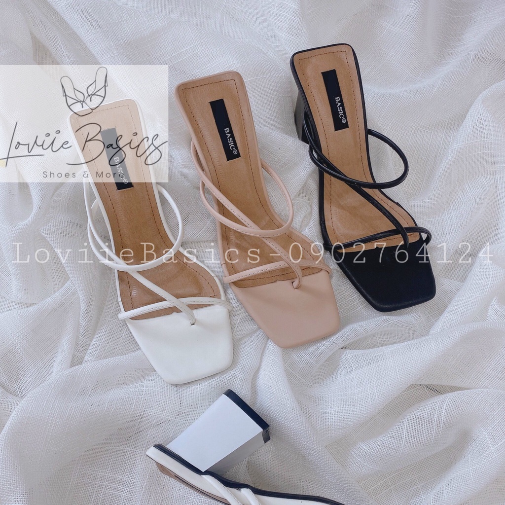 GUỐC NỮ CAO GÓT LOVIIEBASICS - DÉP CAO GÓT ĐẾ VUÔNG DÂY MẢNH XỎ NGÓN GÓT SỌC D200335 D191210