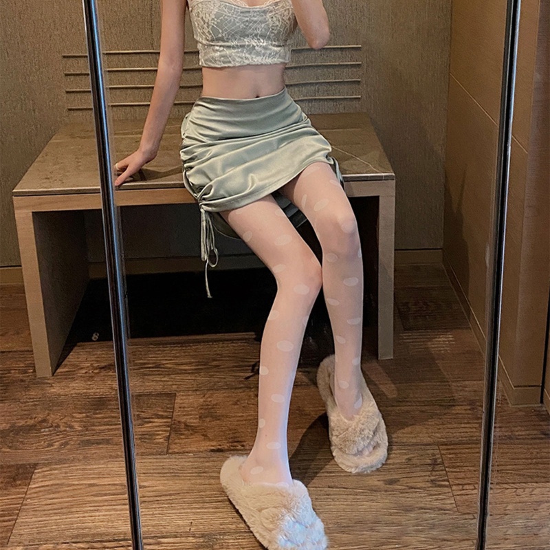 Xiangbao Quần Tất Mỏng Họa Tiết Chấm Bi Cỡ Lớn Phong Cách Lolita Gợi Cảm Cho Nữ