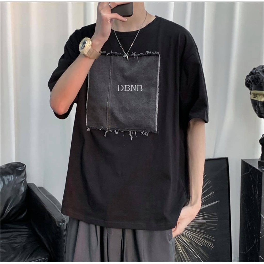 Áo thun nam phối vải jean trước ngực thời trang 2021 | BigBuy360 - bigbuy360.vn