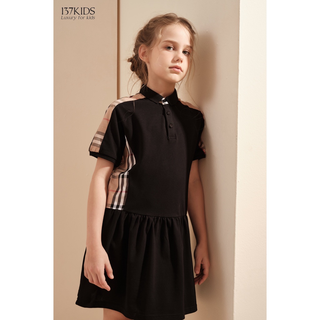 Váy polo kẻ burberry thiết kế 137kids chất cotton cao cấp thấm hút mồ hôi cực tốt cho bé gái