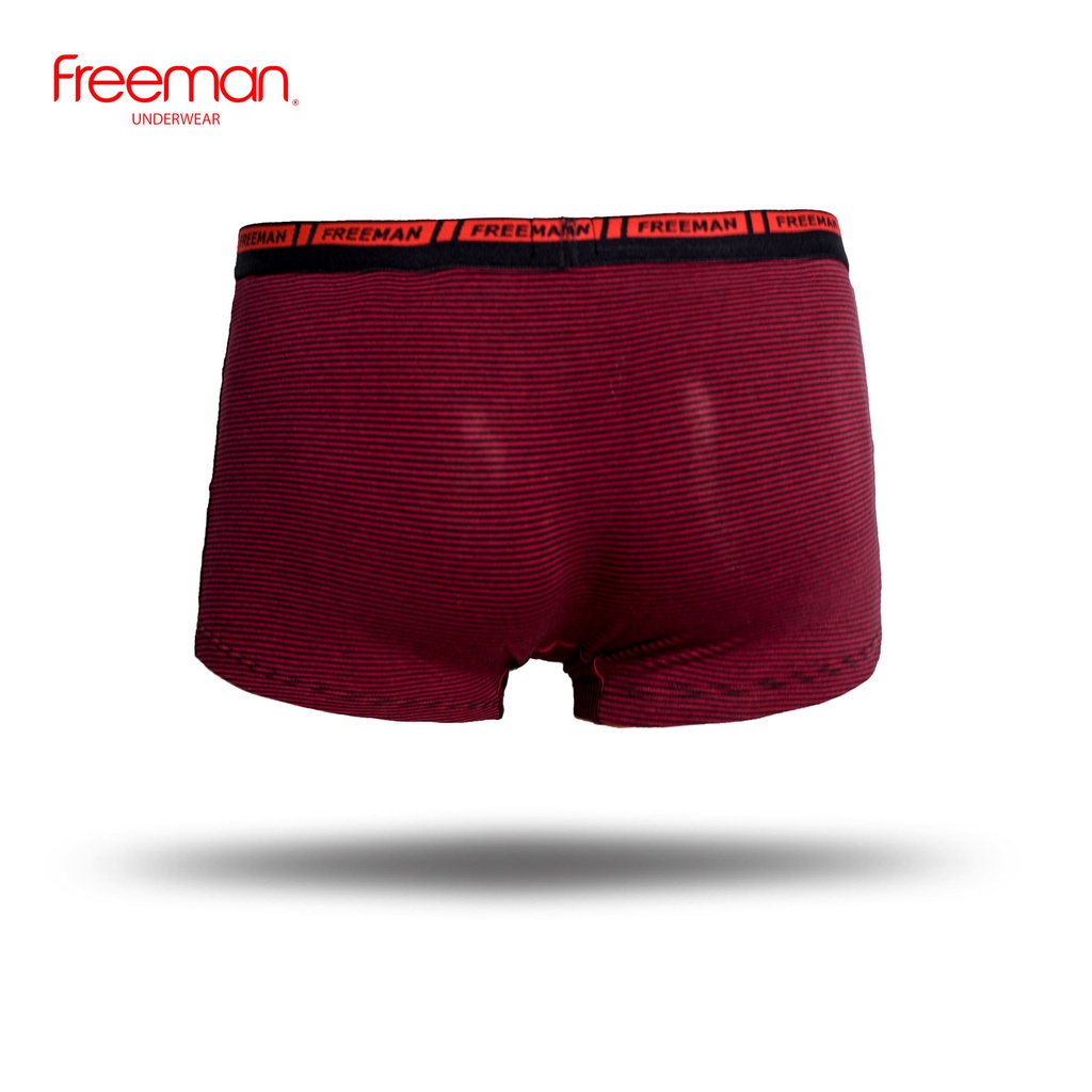 Quần lót nam boxer Freeman chất liệu cotton thấm hút mồ hôi tốt màu đỏ sọc đen [Combo 3] BO504