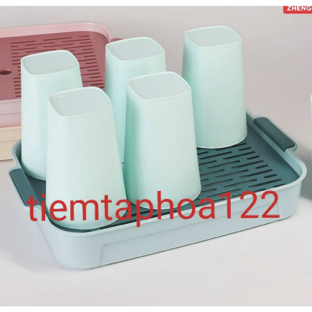 Khay úp ly chén đũa decor đựng hoa quả khay trà 2 lớp