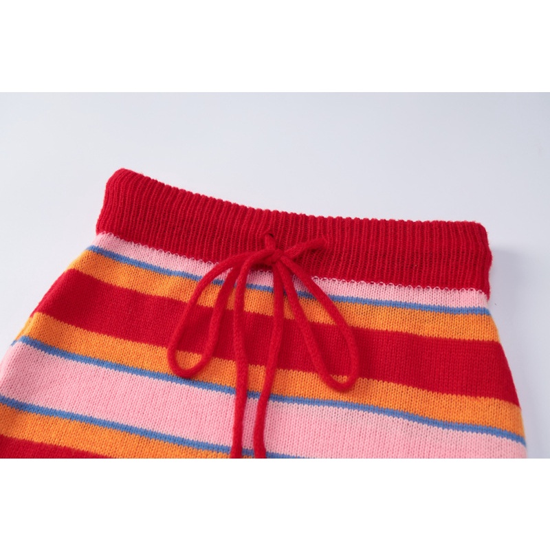 Bộ Áo Nỉ Dài Tay Cổ Chữ V + Chân Váy Lưng Cao Phối Dây Rút Thời Trang Dành Cho Nữ