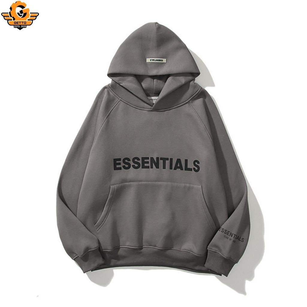 [HOT 2021] Áo Hoodie in chữ Essentials nam nữ mũ 2 lớp bằng nỉ bông, Áo nỉ bông unisex đủ 4 màu