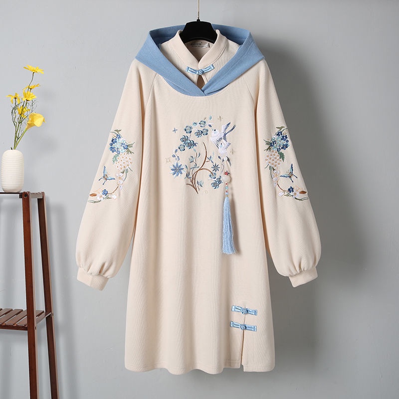 Áo Hoodie Dáng Rộng Dày Dặn Phong Cách Hán Phục Cách Tân Trung Hoa Plus Size 2724