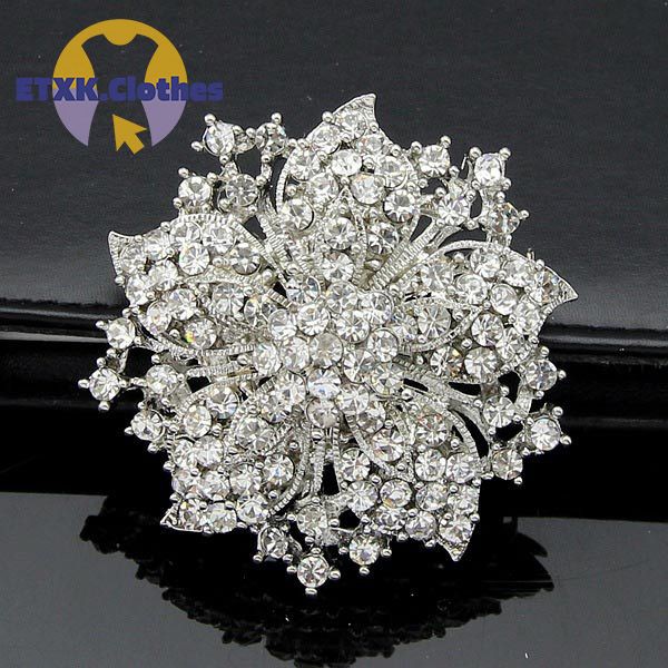 ETXK Trendy Women Crystal Rhinestones Flower Brooch Pin Vintage Collar Lapel Pins Fine Jewelry Gifts