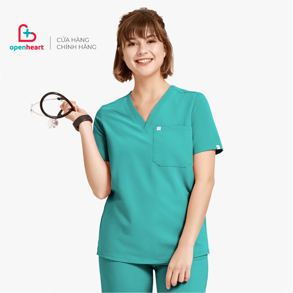 MOH ÁO SCRUB NỮ V-NECK 1 TÚI (Bác sĩ, Nha sĩ, Điều dưỡng, spa, Thẩm mỹ viện)