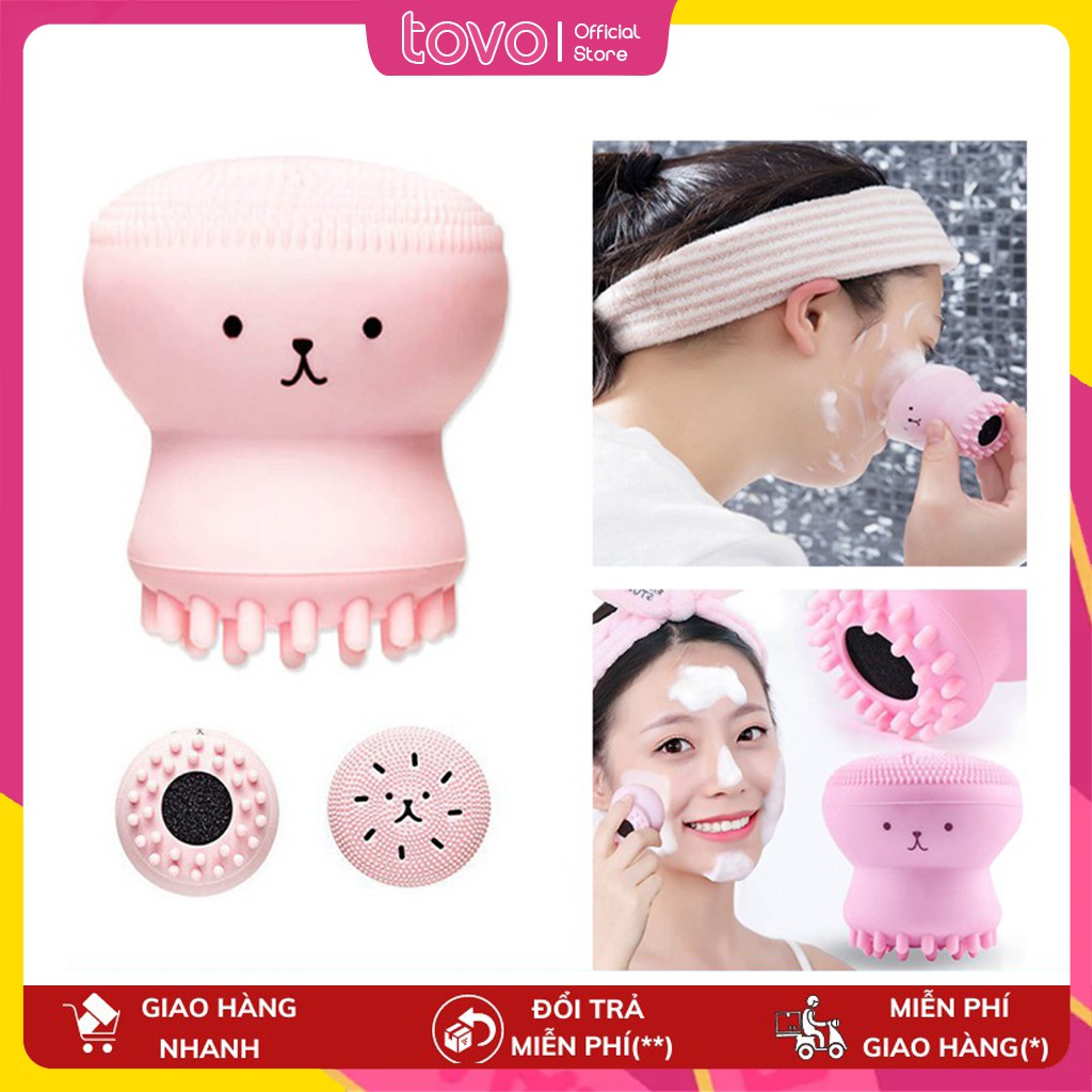 Bông rửa mặt bạch tuộc phong cách Hàn Quốc cọ silicone rửa mặt làm sạch lỗ chân lông