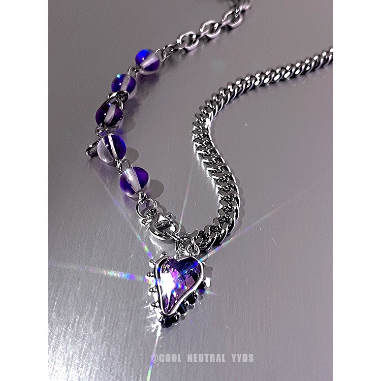 Vòng cổ Hình Trái Tim Màu Tím Phong Cách punk hip hop Thời Trang Cho Nam Và Nữ