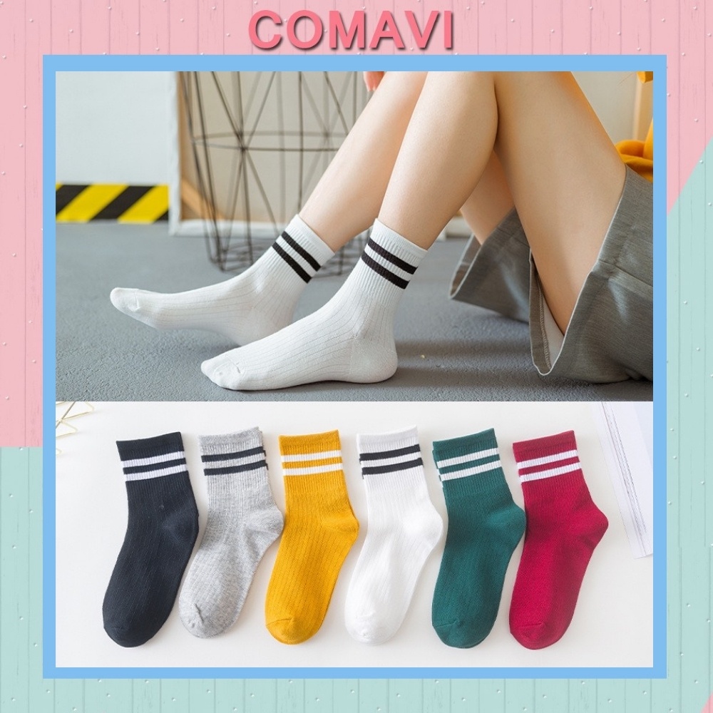 Tất hàn quốc Comavi cao cổ kẻ sọc mẫu mới siêu hot TK02 giá rẻ