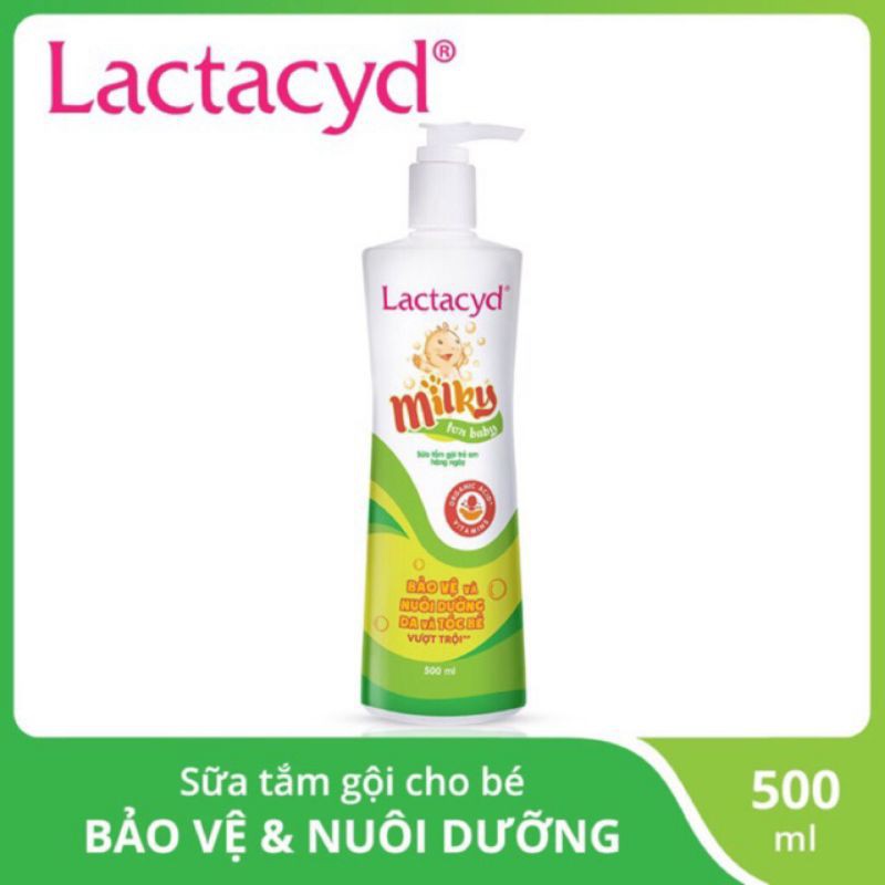 Sữa tắm Gội Trẻ Em Ngăn Ngừa Rôm Sảy Lactacyd MilKy 500ML