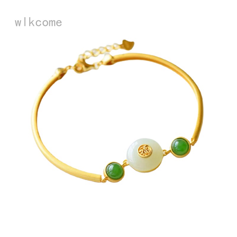 Vòng Tay Đá Ngọc Bích Tự Nhiên Phong Cách Trung Hoa Cổ Điển