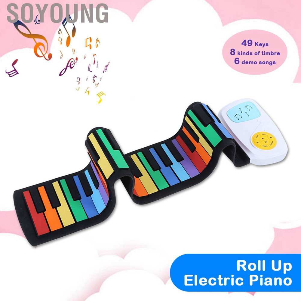 Đàn Piano Cuộn 49 Phím Nhiều Màu Sắc Cho Bé