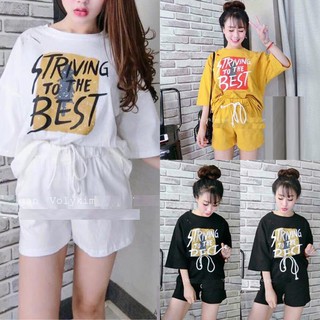 Combo 17 bộ quần áo nữ đùi phối chữ hg04