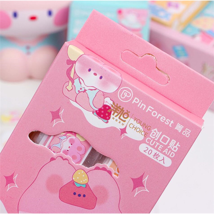 Băng Cá Nhân Cute, Băng Cá Nhân Hộp 20 Miếng Mẫu Hồng Xinh Xắn