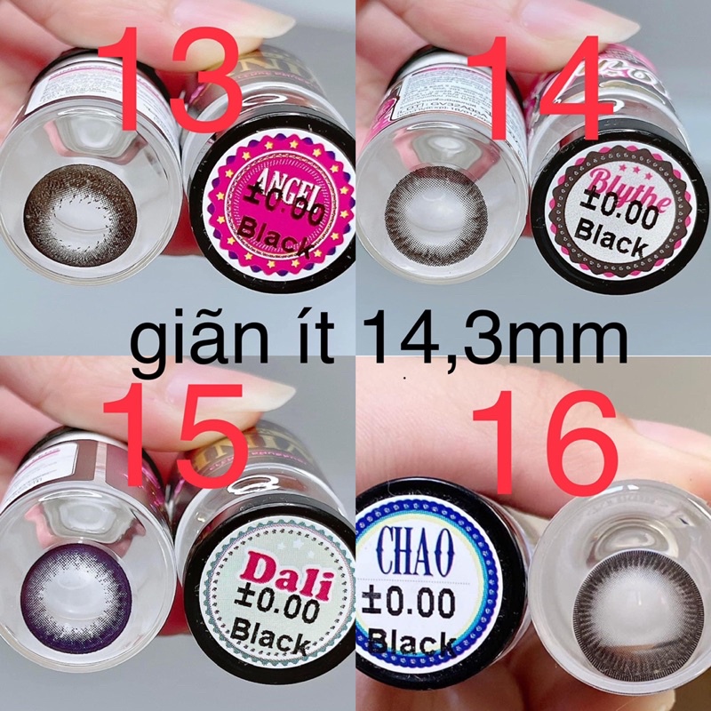 (FREE SHIP) Các mẫu lens Đen_Black HOT size ít giãn 14,3-14,2mm _Không độ
