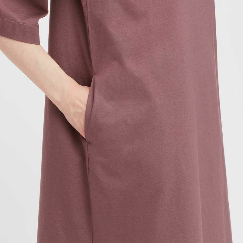 🌹🌿❤ Đầm Uniqlo Mercerized Cotton Short-Sleeve Long T Dress
